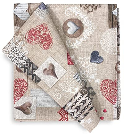 Tischdecke aus Baumwolle, Design Tiroler Shabby-Rot, 180 cm, rund