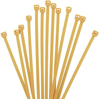 XINGO 1000 Stück Kabelbinder Gold, 200mm x 2,5mm, 8,1 kg Zugfestigkeit, kleine Größe, UV Beständig Set für Zur Ordnung von Kabeln, Gartenarbeit, Hause, im Büro, der Garage