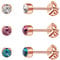 Artskin 3 Pairs/Set Women's Stud Earrings Titanium Girls' Earrings Hypoallergenic Crystal Men's Studs 4mm Nickel Free Rose Gold Plated Earring