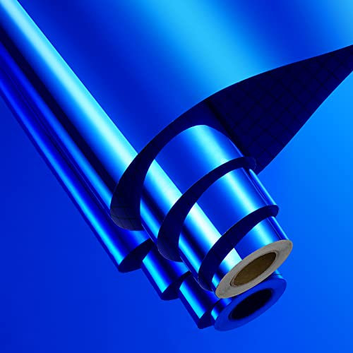 FunStick Pegatinas Pared Decorativas Hojas de Espejo Pared Flexibles Azul 30CM X 2M Espejos Adhesivos de Pared para Dormitorio Salon sin Vidrio Decoración Papel Espejo Adhesivo Manualidades Azul