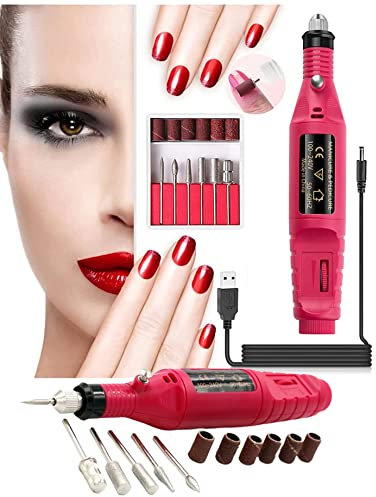 Kit de Pulidor Uñas Electrico Profesional Manicura USB, Bajo ruido y baja vibración 6 Brocas Manicura, Eliminación de Gel, Limpieza, Salón Uñas, velocidad ajustable, kit para mujeres y niñas
