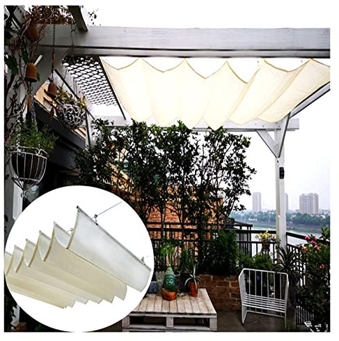 LVLDAWA Voile Pare-Soleil L'extérieur, Voile D'ombrage Rétractable Résistant Aux UV Pergola, Toile D'ombrage Coulissante Fil Métallique Porche Terrasse, sur Mesure (Couleur : White, Taille : 1.2X3m)
