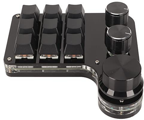 One Handed Macro Mechanical Keyboard, Portable 9 Key Programmable Gaming Keypad 3 Knobs with RGB, Fully Programmable Knobs, Shortcut Custom Function for Games Works Editing PS