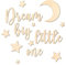 Ocasy 3D Schriftzug Holz Dream big little one mit Sternen und Halbmond, Wanddekoration ca. 10x93cm, DIY Holzdeko für Kinderzimmer