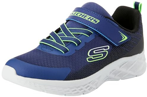 Skechers Boys, Zapatillas Unisex niños, Navy Textile Synthetic Black Lime Trim, 33.5 EU