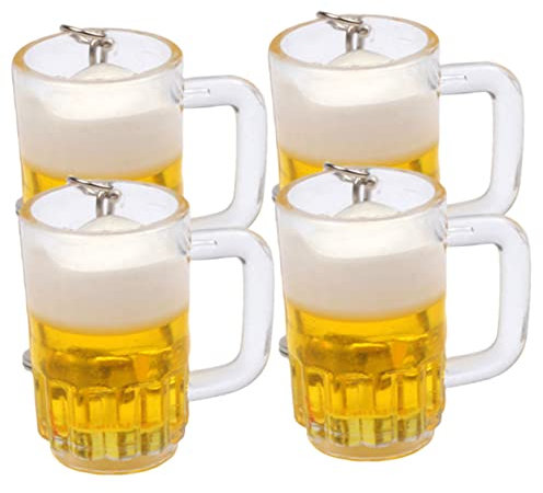 SHOWERORO 4piezas Llavero De Jarra De Cerveza Colgante Decorativo De Accesorios Para Mochilas y Teléfonos Diseño Creativo y Duradero