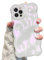 UEEBAI Case for iPhone 12 Pro Max 6.7 inch, Cute Solid Curly Wave Shape Shockproof Soft TPU Bumper Phone Case, Candy Water Ripple 3D Silicone Slim Pretty Case Non-yellowing Cover, Pearl Pink