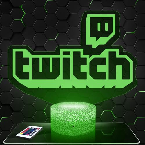 Nachttischlampe - Touch-Nachtlicht Logo Twitch 3D-LED-Lampe Illusion, Geschenkidee Weihnachten Geburtstag Junge und Mädchen Nachttischlampe Kinder- oder Erwachsenenzimmer