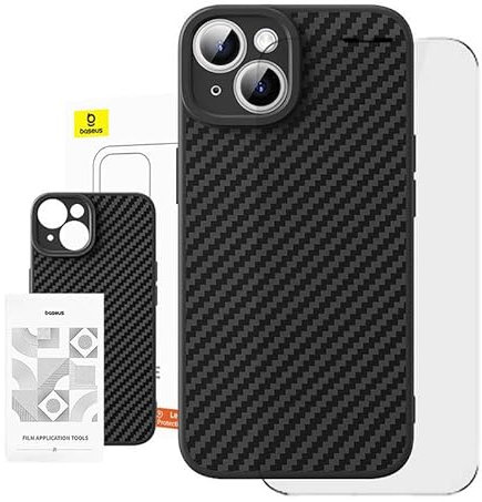 Case Baseus Synthetic Fiber iPhone 15 Plus tempered glass