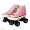 Rollschuhe Erwachsene Herren Und Damen Vierrad Rollschuhe, Canvas Zweireihige Rollschuhe Räder, Discoroller Erwachsene Komfortable Rollerskates Quad Skating Outdoor,Pink-40 EU