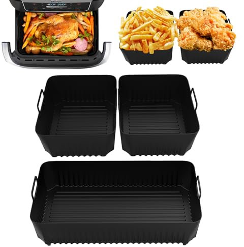 Airfryer Silicone Mould for Ninja Foodi AF500EU 10.4 L, Airfryer Accessories for Ninja Foodi Max Dual Zone, Hot Air Fryer Accessories for Ninja 500 Airfryer, Air Fryer Accessories 1 x 10.4 L, 2 x 5.2
