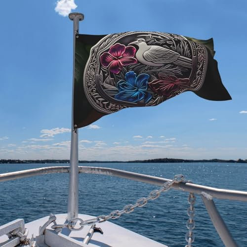 Flagge, 90 x 152 cm, Gartenflagge, Hibiskus und Efeu, Partyflagge für jedes Wetter, drinnen und draußen