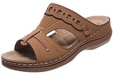 Sandales Claquettes Orthopédique Femme Été Pantoufles Rétro Compensé Claquette Épaisse Chaussons à Soutien Plantaire Confort Anti-dérapant Pantoufle Sandale de Marche Nu Pieds Piscine, Plage Voyages