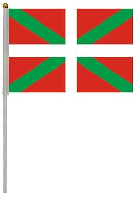 Lot de 20 drapeaux à manivelle Pays Basque pour fête nationale, fête, défilés, drapeaux à main, événements sportifs (Pays Basque)