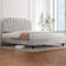 Yaheetech Cadre de Lits Capitonnée 160x200 cm avec Sommier, Lit Double pour Adultes, 2 Personnes à Deux Places, Réglable en Hauteur, Pied en Métal, Beige