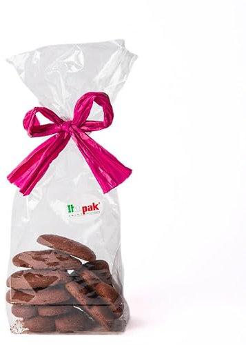Italpak Lot de 50 sachets transparents pour aliments avec fond cadre soudé, sachets pour biscuits et cadeaux, 8 + 5 x 28 cm