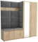 Brent - Flurgarderobe Luton 4, Garderobe Set: Schuhbank mit Sitzfläche, Garderobenpaneel, Garderobe mit Spiegel, Flur Möbel, Sonoma Eiche + Polsterpaneele in Hellgrau