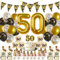 Easy Joy 50 Geburtstag Männer Frauen Deko in Gold & Schwarz mit Übertragungsaufkleber,Wimpelkette in Dreiecksform, Girlande,Cupcake Toppers und Luftballons 50. Geburtstag,Windlichter mit Schwarz Gold