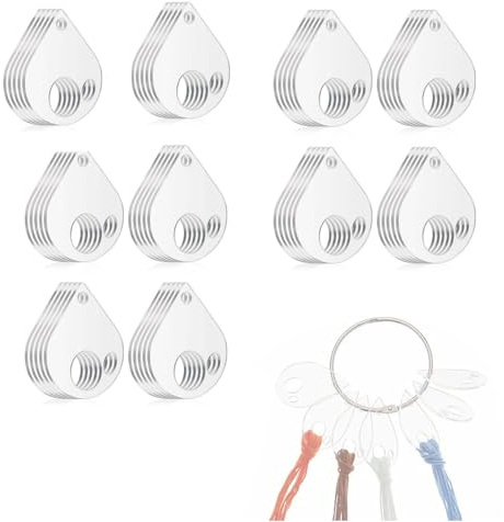 Acryl-Stickgarn-Organizer-Set mit Scharnierring, 50 x 43 mm, schmale Spulen in Tropfenform zum Nähen, Basteln und Heimwerken, 50 Stück