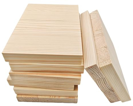 Rechteckige Holzbretter, unlackierte Holzblöcke zum Basteln, 15 x 10 x 1,5 cm, blanko, zum Schnitzen, Malen und Brennen, 8 Stück