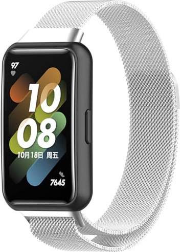 Magnetic Ersatzarmband für Huawei Band 7, Armband Uhrenarmband, Einstellbar Metall Edelstahl Armbänder für Huawei Band 7
