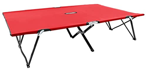 QUAHEAS Doppelliege Klappbar Rot, Stahlrahmen, 193x125x40cm, 240kg Belastbarkeit, Faltbares Campingbett für Outdoor, Strand & Garten