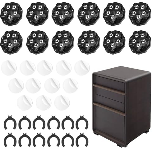 Selbstklebende Starkes Rollenrad, 12 Stück 360 Grad Rollen mit 5 Stahlkugeln und 12 Bremse, Kugelrollen Schwerlast Möbelrollen, Rollen Zum Kleben, für Möbel, Aufbewahrungsbox, Kleingeräte, Schwarz