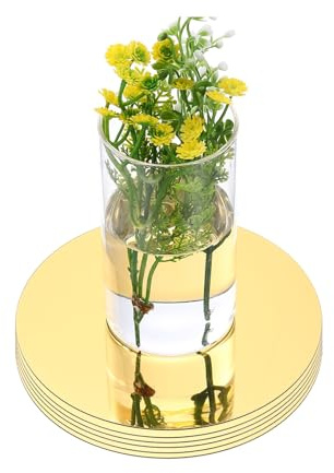 QUARKZMAN 6 Stück 6 Zoll Spiegel Deko Für Tische Teller Acryl Gold | Runde Spiegel, Für Tischdekoration, Selbstklebend, Für Hochzeitsparty Basteln Zuhause Wanddekoration