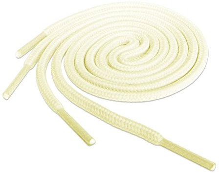 Lacestar Round Boots Shoelace, 4mm Diameter Outdoor Work & Hiking Boots Shoe Laces, Premium Round Shoelaces for Trainers Shoes (Off White 60cm)