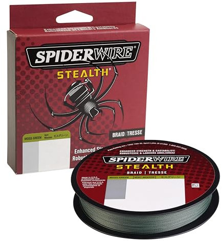 SPIDERWIRE 1374598, Stealth Braid-Bobina di Filo Superline, 200 m, Diametro 0,03 cm, Resistenza alla Rottura 6,8 kg, Colore: Verde Muschio Uomo, 15lb-200yd