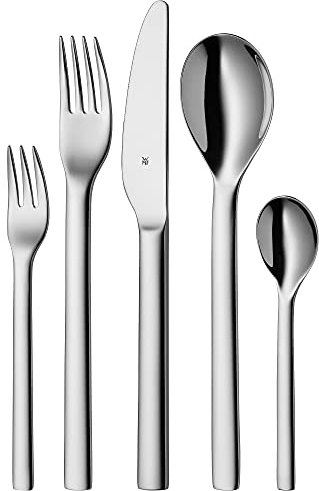 WMF Habitum Edelstahl Besteck Set 6 Personen, Essbesteck Set 30 teilig, Monobloc-Messer, Cromargan Edelstahl poliert, glänzend, spülmaschinenfest