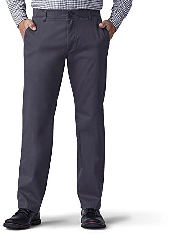 Lee Herren Extreme Motion Flat Front Regular Straight Fit Pant, Dunkelgrau, 33W / 32L