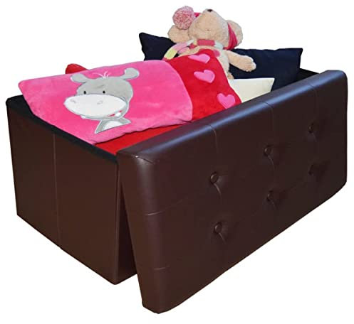 Style home Sitzbank Aufbewahrungsbox mit Stauraum faltbar Hocker, belastbar bis 300 kg, Kunstleder 76 * 38 * 38 cm (Braun)