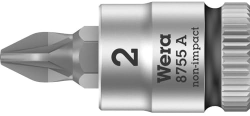 Wera 05003354001 8755 A PZ Zyklop Bitnuss mit 1/4 Zoll-Antrieb, Schwarz, PZ 2 x 28 mm