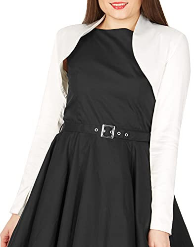 BlackButterfly Formale Raso a Maniche Lunghe Bolero (Avorio, XS)