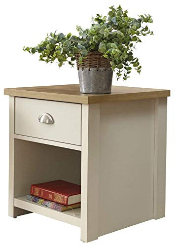 GFW Lancaster Living Room Lamp Table, 45 cm Width x 50 cm Height x 45 cm Depth, Cream