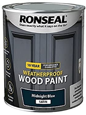 Ronseal 10 Year Weatherproof 2 in 1 Wood Paint Midnight Blue Satin 750ml