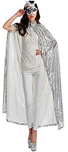 YJZQ Damen Halloween Umhang Lange Pailleiten Bekleidung Karneval Fasching Kostüm Cape Fashion Cosplay Zubehör