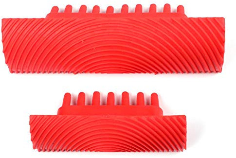 Demiawaking IT 2pcs Spatola Effetto Legno Venalegno in Gomma Rosso Texture per Legno Rullo da Pittura Strumento di Pittura Fai da te Decorazioni per la Casa