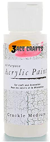 3 Ace Crafts Pack of 1 – Crackle Medium - Acrylic Paint 59ml Craft Decoration Kids, Garden Furniture Ornament, Outdoor Wood Paint, Air Drying, Modelling Clay Palette, Plastic, Canvas Board, Paper