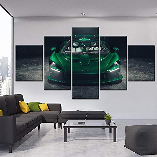 104Tdfc Grüne Sportwagen McLaren Senna Beliebt Bilder Leinwandbild 5 Teilig Mit Rahmen Vlies Leinwanddrucke 5 Teilig Kunstdruck Modern Wandbilder Wohnzimmer Wohnung Deko