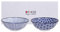 teeblume Tokyo Design Studio Nippon Blue 2-er Schalen-Set blau-weiß, Ø 21 cm, ca. 1000 ml, asiatisches Porzellan, Japanisches Design mit blauen Mustern, inkl. Geschenk-Verpackung