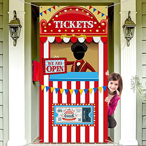 Karneval Zirkus Thema Party Dekorationen, Halloween Foto Tür Banner Ticket Stand Hintergrund Requisiten, Großes Foto Banner Hängend für Halloween Deko Spielzubehör