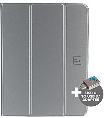 Tucano - Link Custodia Cover Protettiva Compatibile con iPad PRO 11 (2021) 3rd Gen, alloggio Apple Pencil, Adattatore USB Incluso, Grigio Siderale