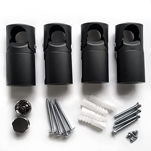 MyHomeware Clamp Brackets for Heated Towel Rail Radiators Flat & Curved (Black, 25mm Tube Width)