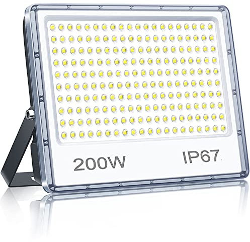 YIQIBRO Faretto LED da Esterno 200W, 20000LM 6500K Super Luminoso Bianco Freddo Faro LED Esterno con Trasformatore, IP67 Impermeabile Luce di Sicurezza per Giardino Garage Fabbrica Stadio Terrazza