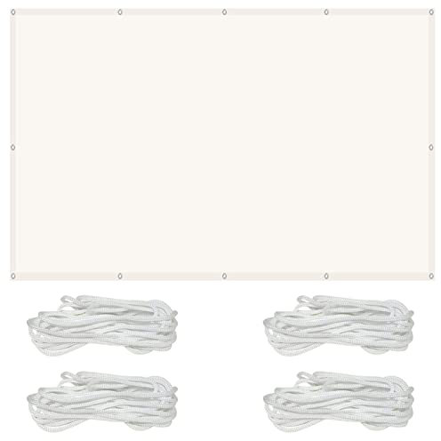 AMZHU Sonnenschutz Segel 8x8M wasserabweisend Quadrat Terrasse Camping Sonnen Segel 98% UV Schutz Leinen 100% Reißfestes inkl Befestigungsseile, Beige, 22621