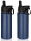 Volhoply 18oz Insulated Water Bottle 2 Pack, Multipack Kids Stainless Steel Water Bottles with Straw Lid, Double Wall Vacuum Metal Bottle (Navy,2 Pack)