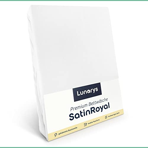 Lunarys SatinRoyal Bettwäsche Set - Uni Weiß - 135x200 cm mit 1 x 80x80 cm Kissenbezug - Premium Luxus Satinbettwäsche - dichter und hochwertiger Stoff 160 g/m² - 100% feinste Baumwolle