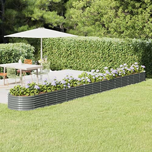 WIFESE Jardinière de Jardin Acier Enduit de Poudre 620x80x36 cm Gris Jardiniere Exterieur Grande Taille Jardiniere Balcon Jardiniere sur Pieds Carré Potager Rectangulaire Potager Balcon